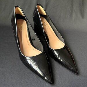 Zara Black Patent Leather Style Block Heel Shoes - Size 39 | Classic & Chic